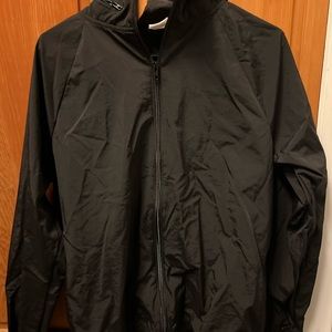 PINK women’s zip up rain jacket with zip away hood